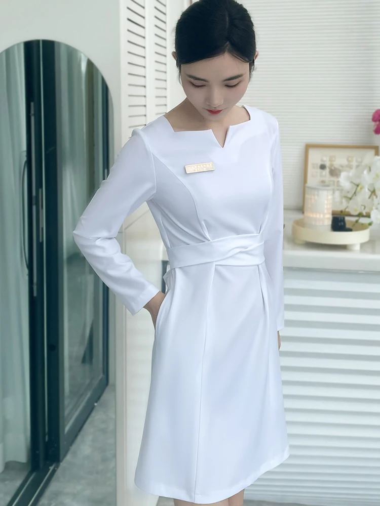 

Новое осенне-зимнее профессиональное платье для спа с длинным рукавом косметологический приемник для татуировок ногтей руководство по покупкам рабочая одежда оптом