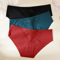 WarmSteps Sexy dentelle femme culottes sous-vêtements sans couture nouvelle Lingerie pour femme solide doux slips femme caleçon grande taille S-L 3