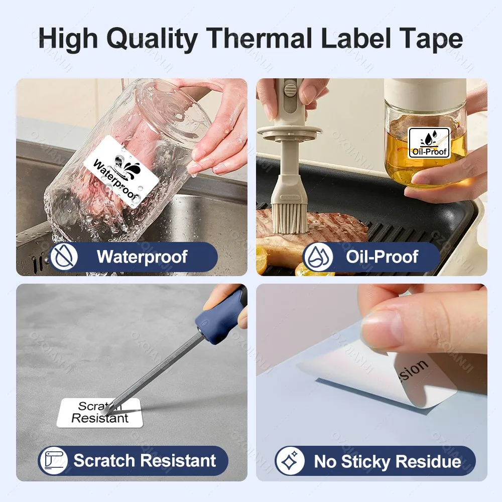 2-inch Portable Thermal Label Printer Bluetooth Barcode Sticker Printer Adhesive Label Maker or Color Cable Transparent Paper