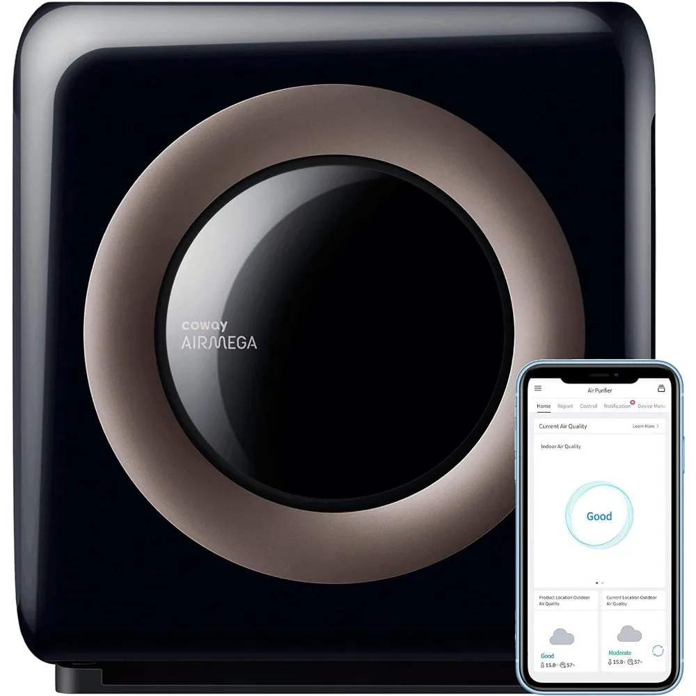 

App-Enabled Smart Technology, Compatible with Alexa, True HEPA Air Purifier, Auto Mode and Voice Control, Black/Bronze