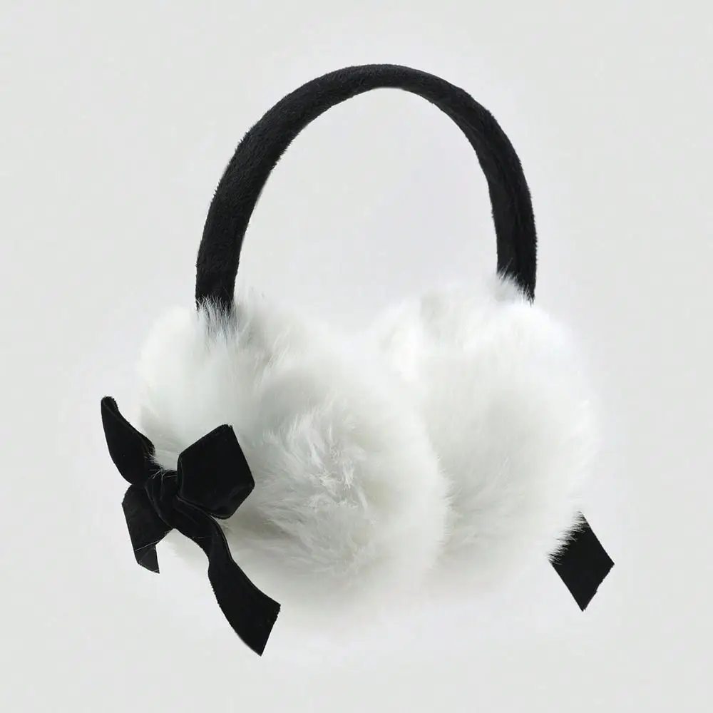 Cute Japanese Faux Fur Plush Earmuffs Soft Warm JK Sweet Y2k Bowknot Earmuffs Cycling Outdoor Winter Earflap Girl warm earmuffs fur earmuffs