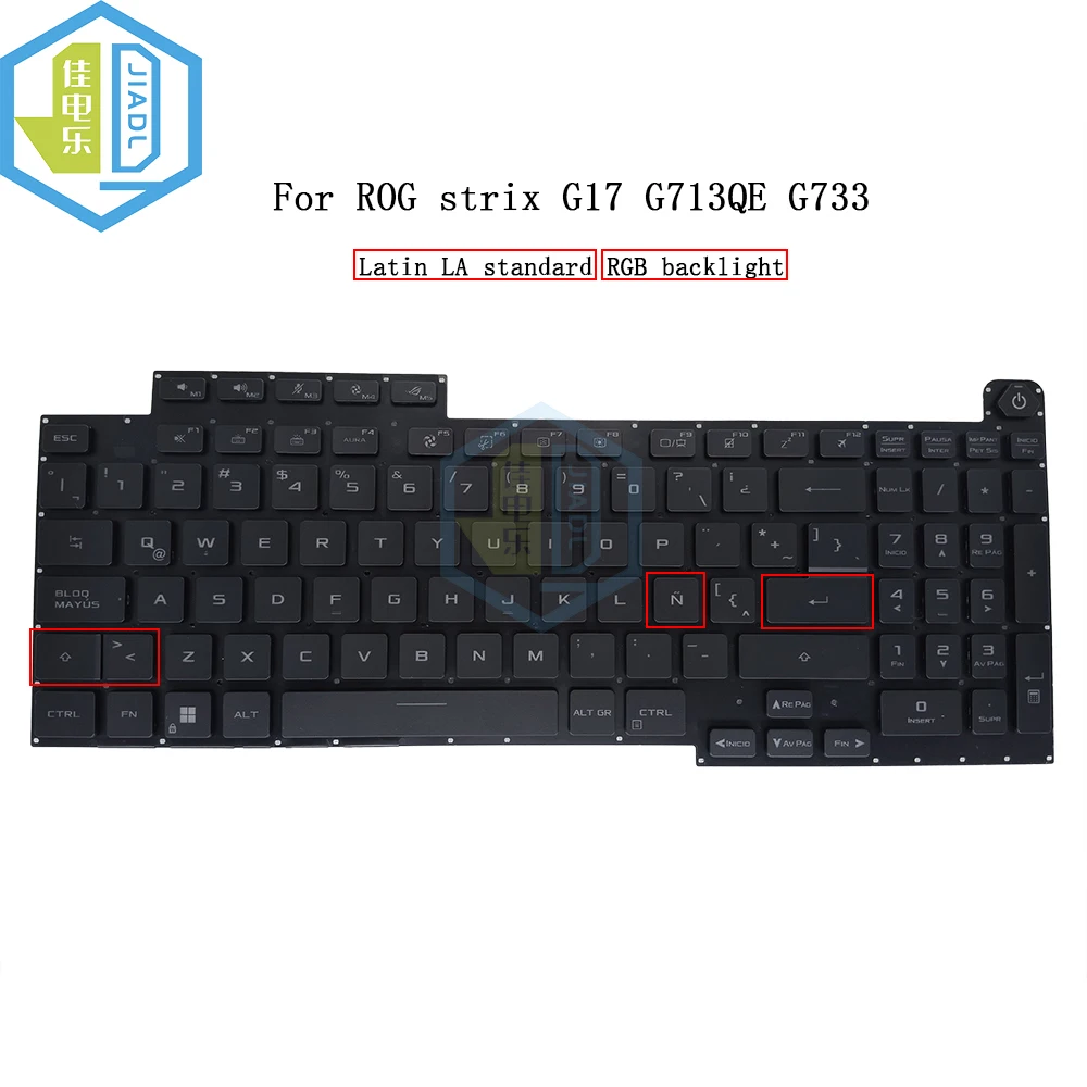 Teclado Rgb Retroiluminado Colorido para Asus Rog Strix G17 G713 G733 G713qm G713qe G733cw G733qr la Fit Espanhol 0knr06916la00