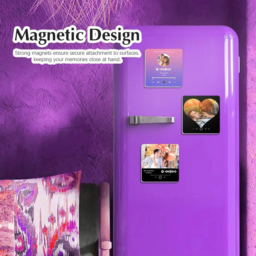 Acrylic Music Fridge Magnet With Photo Personalized Music Fridge Magnet Play Songs Type C Charging Valentine's Gifts