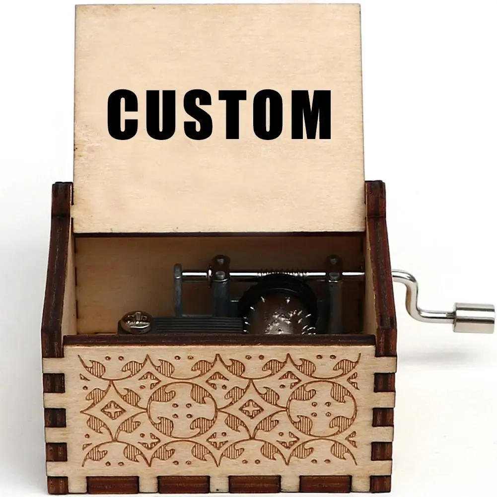 Antique Carved Wooden DIY Birthday Gift Hand-Cranked Music Box Wedding Gifts Christmas Gifts Customze
