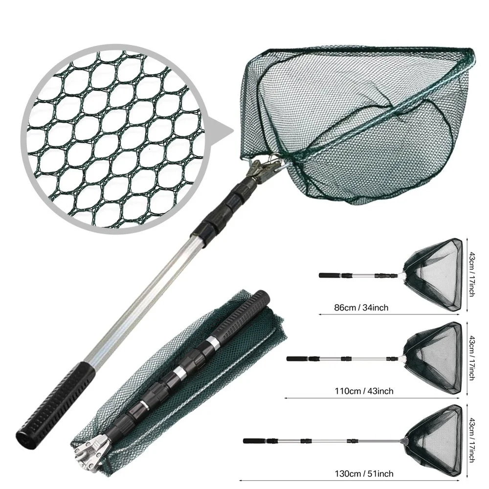 Retino Da Pesca Pieghevole Con Manico Telescopico – Lega Alluminio, Rete Nylon, Piccolo Guadino