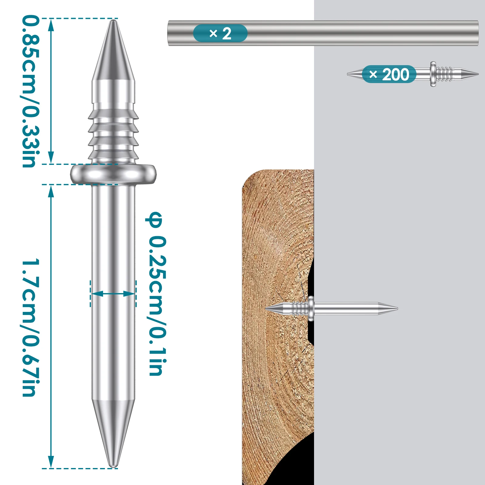 Double Head Seamless Nails 200Pcs Skirting Thread Without Marks Metal Rust-Proof Wood No Trace Fixator seamless nails woodworking nails