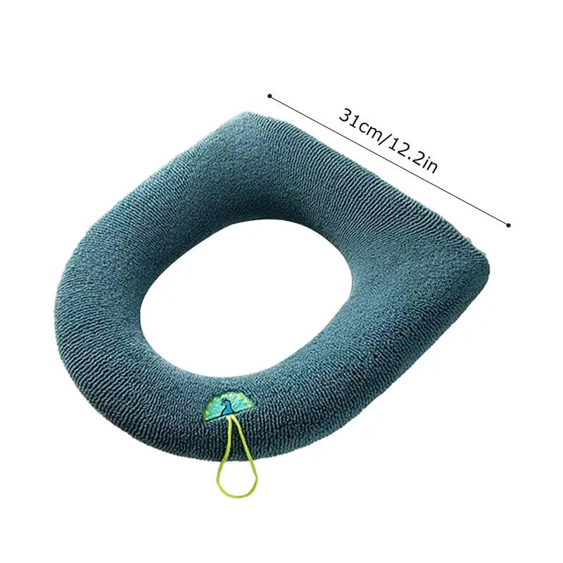 Winter Warm Toilet Seat Cover Mat Bathroom Toilet Pad Cushion with Handle Thicker Soft Washable Closestool Cushion