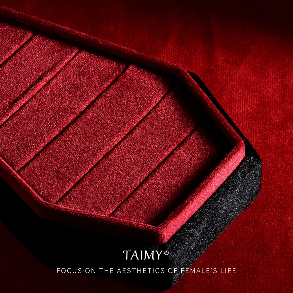 TAIMY Gothic Velvet Jewelry Coffin Ring Box Portable Travel Organizer Halloween Plush Personalized Gift Logo Jewellery Packaging