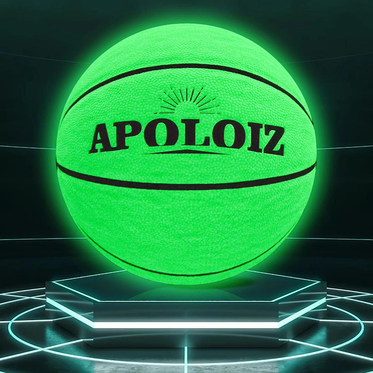 Size 7 Glow In The Dark Basketball, Luminous Glowing PU Leather Ball, For Indoor & Outdoor Use 2