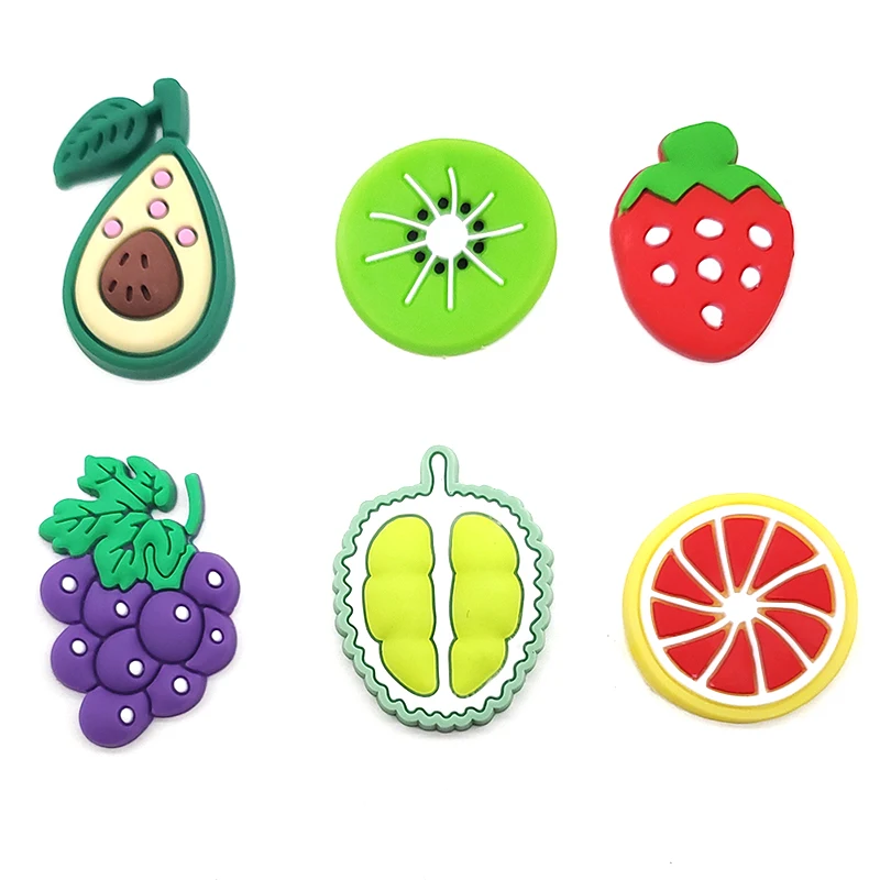 

6Pcs/Set Cartoon Grape Pineapple Series Shoe Charms PVC Shoe Decoration For Shoe Buckle Accessories Kids Gifts