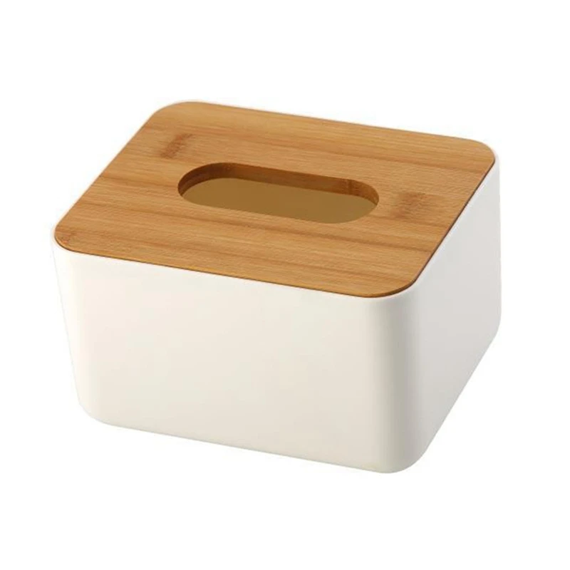 

New Bamboo Wooden Cover Plastic Tissue Box Paper Holder Dispenser Home Case