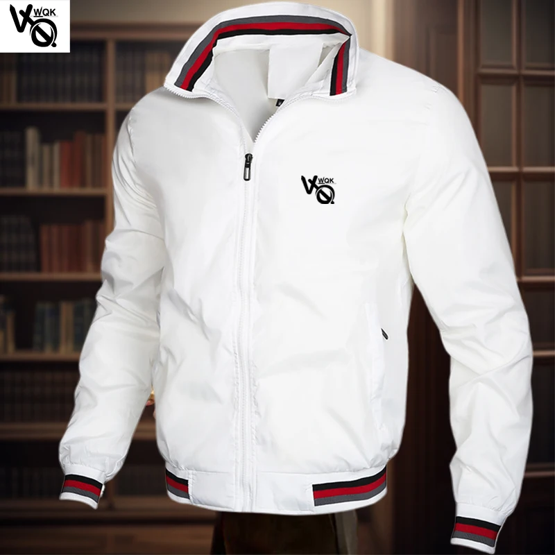 VQWQK autumn/winter men's standing collar casual zippered jacket outdoor sports jacket men's windproof jacket