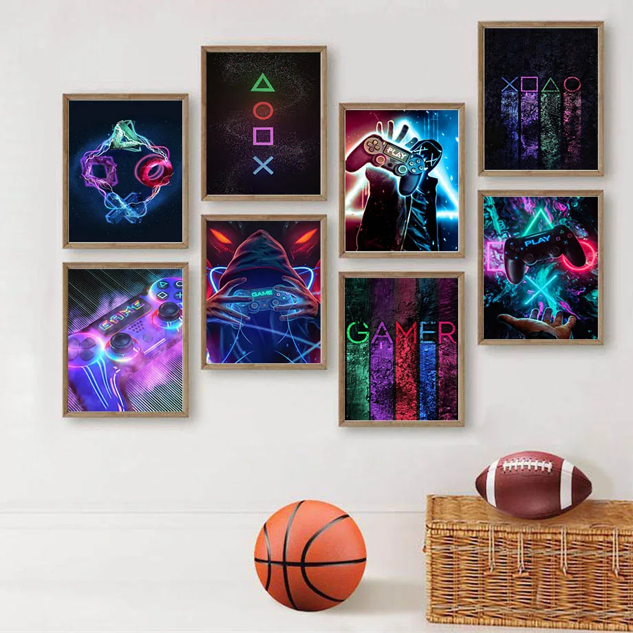 

Colorful Video Game Gamer Wall Art Canvas Painting Nordic Posters And Prints Fashion Pictures For Teen Boy Bedroom Decor