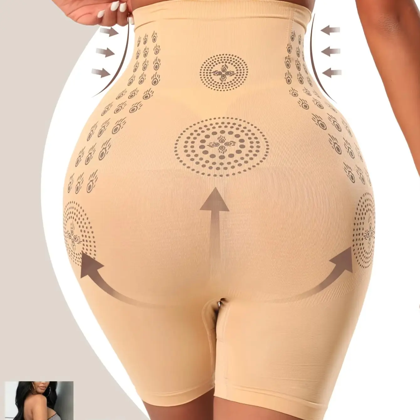 하이웨이스트 심리스 여성용 쉐이프웨어, 엉덩이 리프팅, 복부 보정 속옷, 허리 트레이너, 펠트 소재 팬티 (1개)