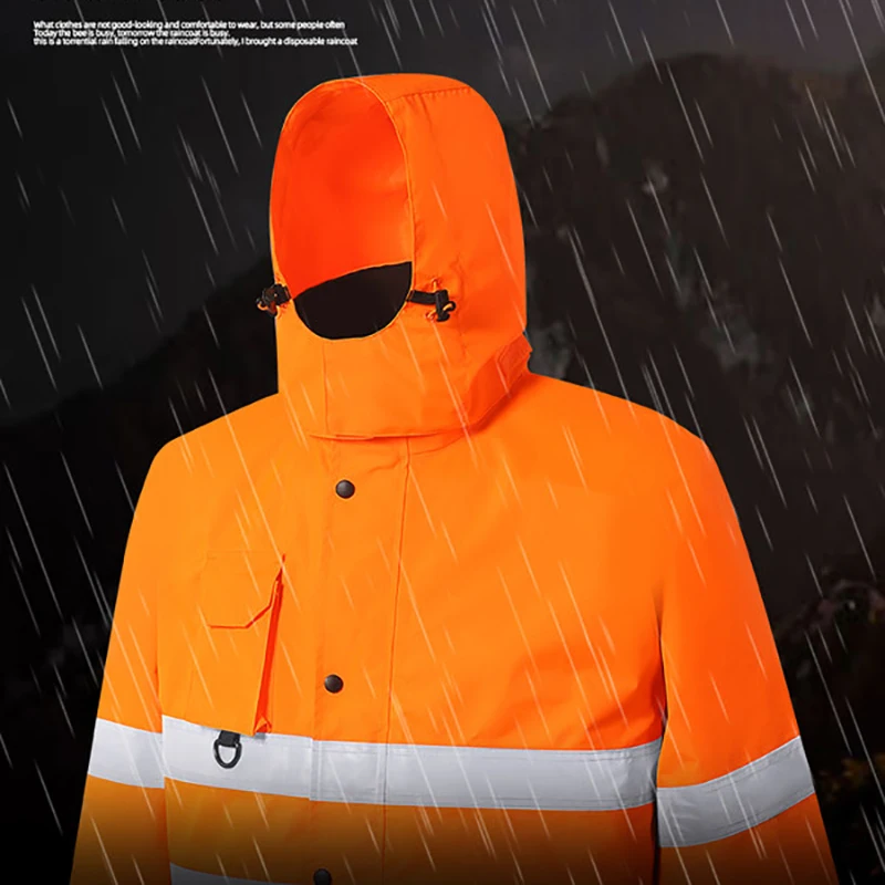 남성용 겨울 하이 비스 안전 재킷, 방수 방풍 방한 재킷, 탈착식 안감 반사 작업복 포함