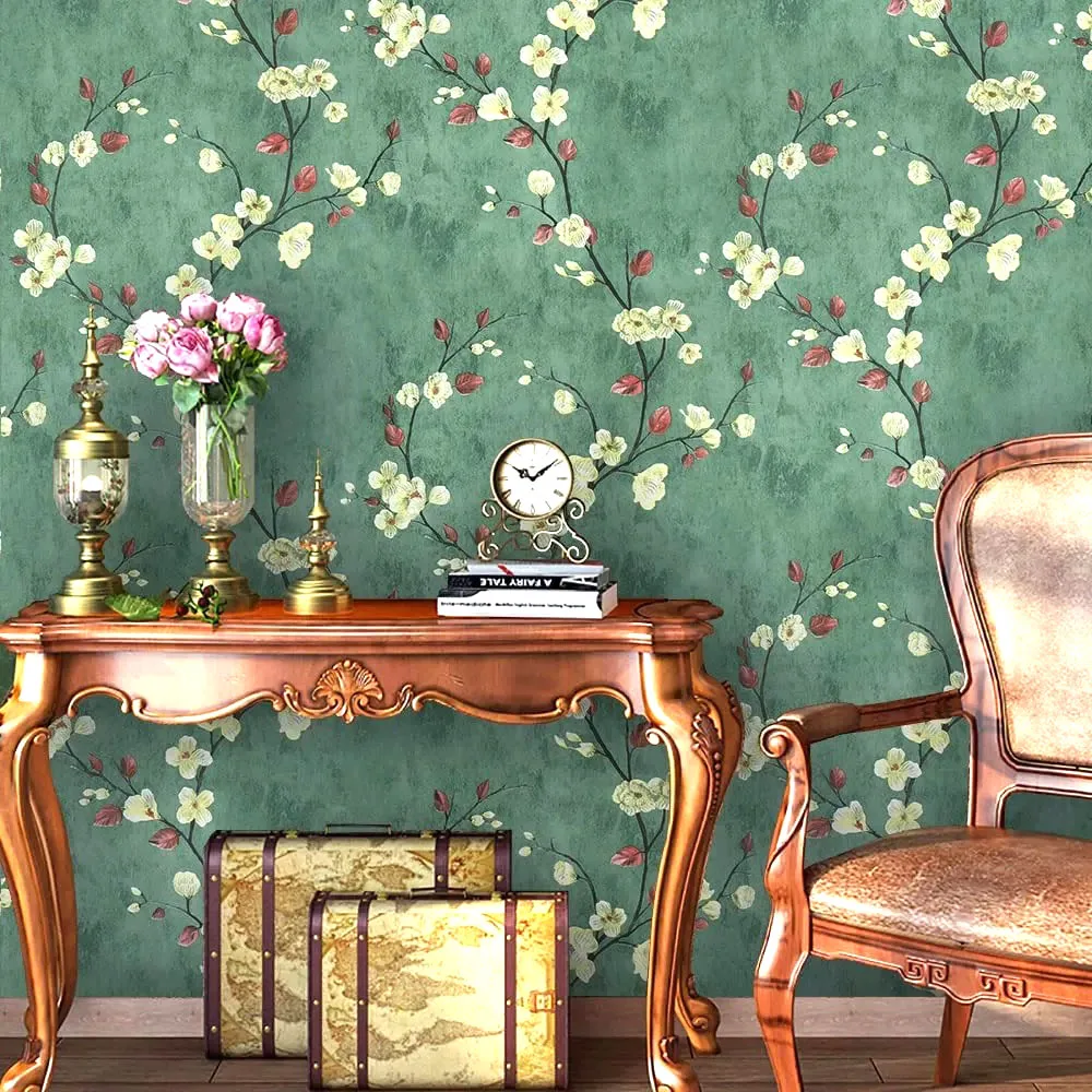 Floral Peel And Stick Wallpaper Green Self Adhesive Contact Paper Removable Waterproof For TV Background Bedroom Home Decoration