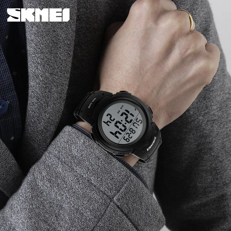 SKMEI 1068 Calendar PU Strap 5Bar Waterproof Digital Watch reloj hombre Outdoor Sport Watch Men Big Dial Fashion Simple Watches 6