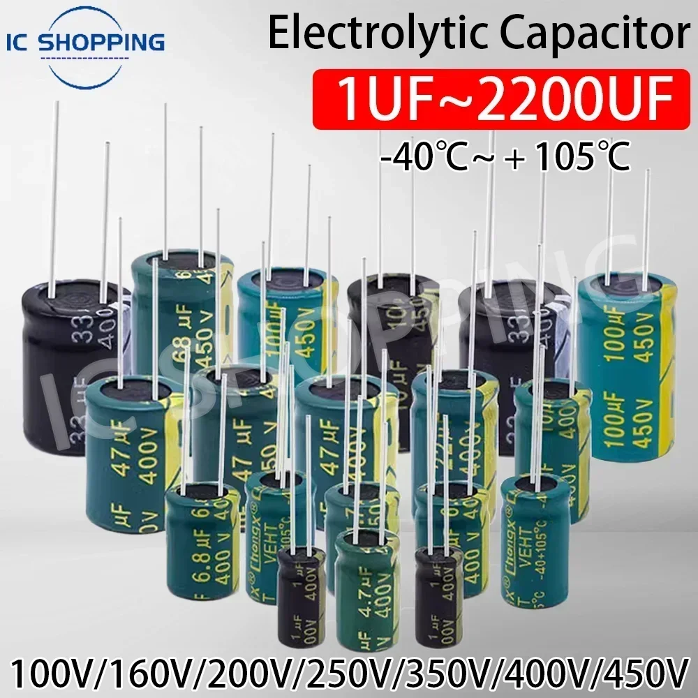 Aluminum Electrolytic Capacitor 100V 160V 200V 250V 400V 450V 1 2.2 3.3 4.7 10 22 33 47 68 100 120 150 220UF 330 470 1000 2200UF