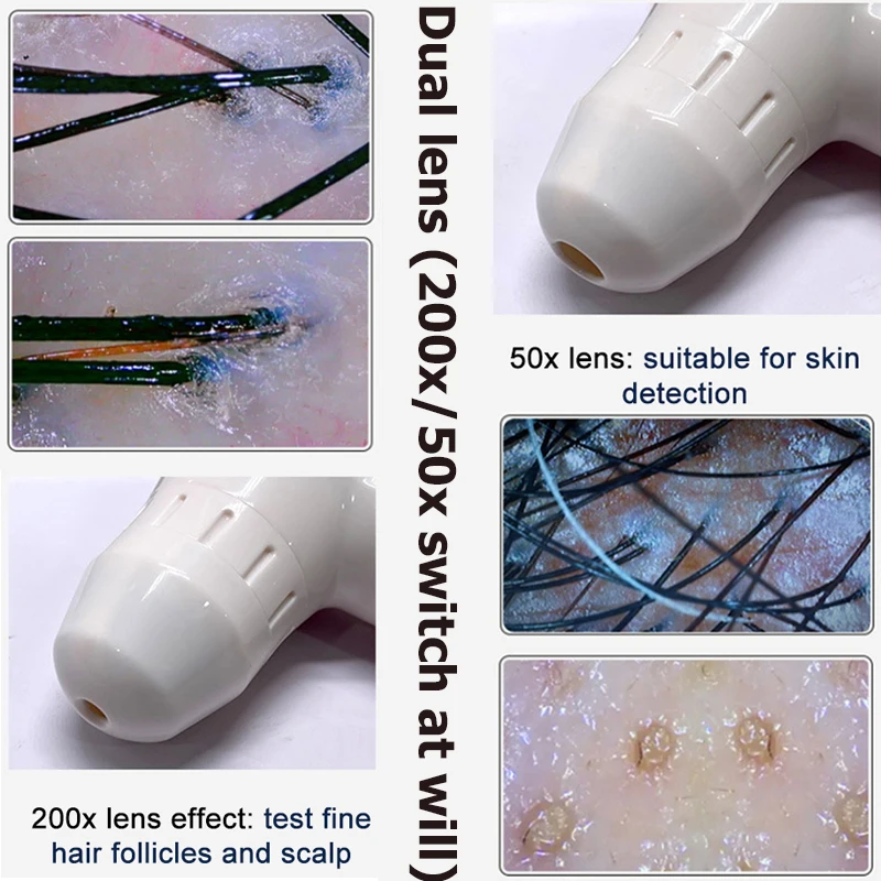 10 Inch LCD Scalp Detector Digital Hair Skin Analyzer Microscope for Hair Follicle Testing and Skin Analysis Magnifier 50/200X