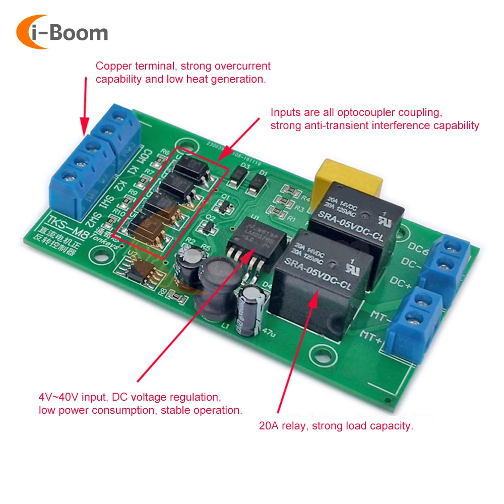 DC4V-40V DC Motor Forward and Reverse Controller Motor Driver Module 20A High Current with Limit Relay Driver Lift Control Panel