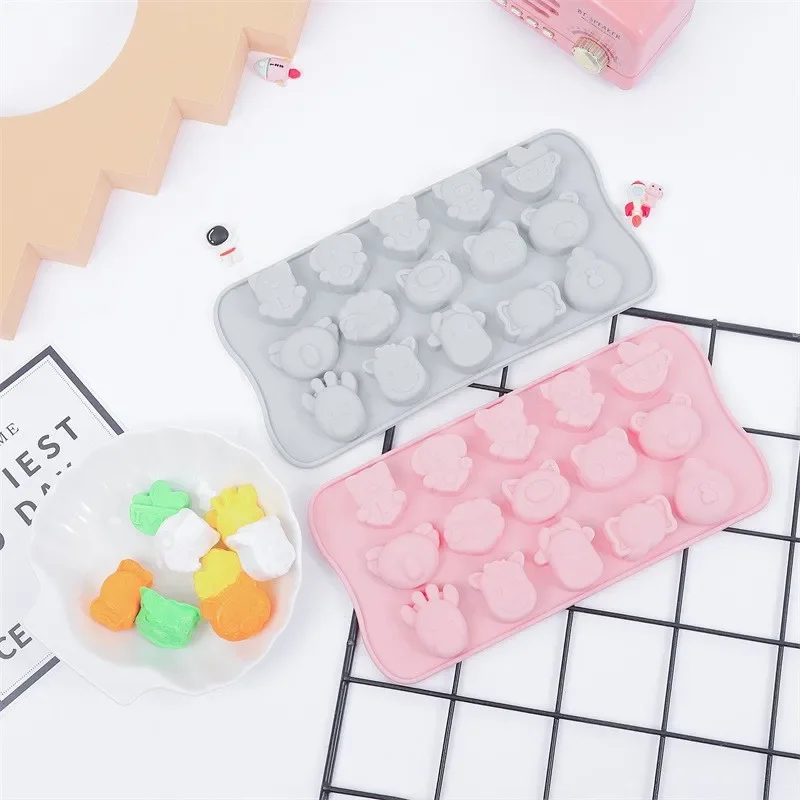 

Cartoon Animal 15-cell Press-type Soft-bottom Ice Cube Mold Household Silicone Ice Cube Homemade Ice Cube Food Grade Mold
