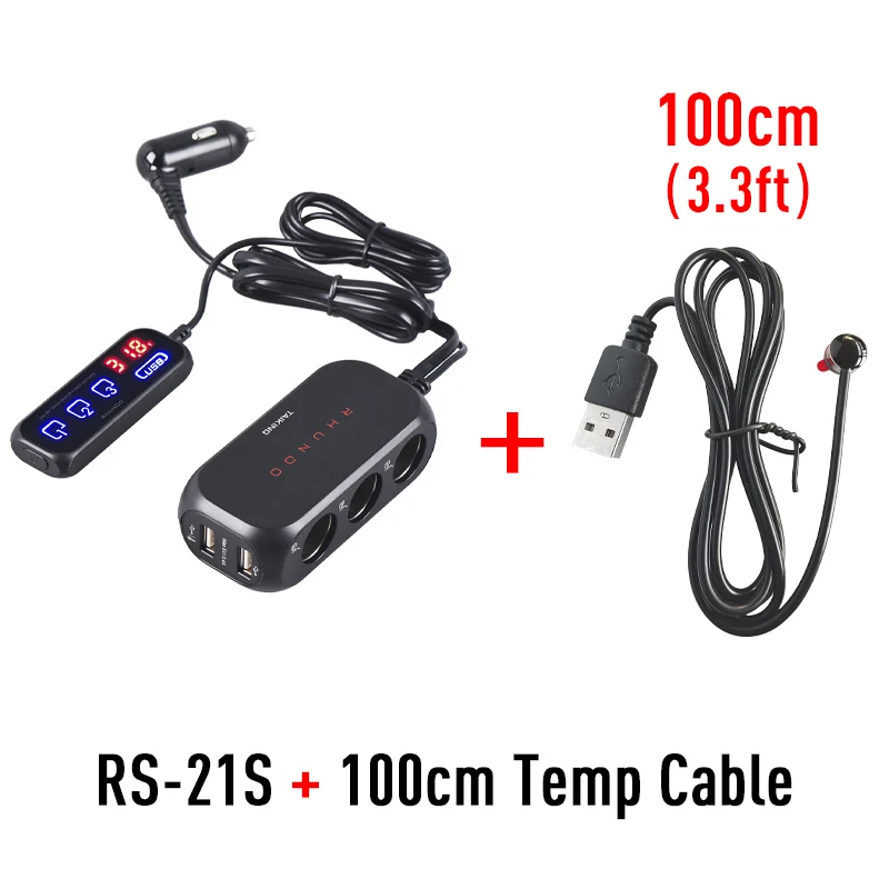 RS-21S Adattatore Accendisigari 3 Vie + 2 USB 3.4A Con Telecomando Touch E Display LED