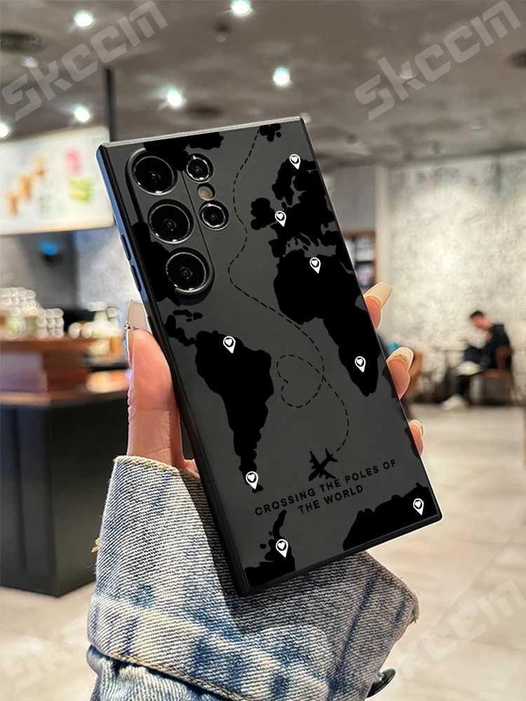 Elegant Black Map Love Heart Travel Case Cover