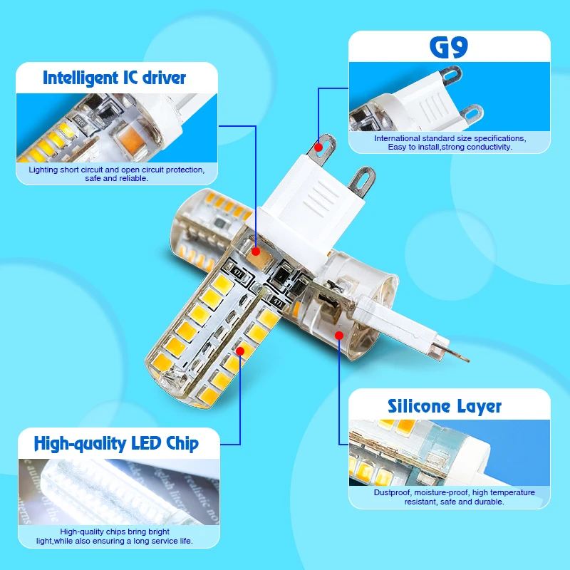 1-8pcs G9 LED 7W 9W 10W 12W AC 220V-240V Led G9 램프 전구 SMD 2835 3014 옥수수 빛 교체 30W/60W 할로겐 램프 빛