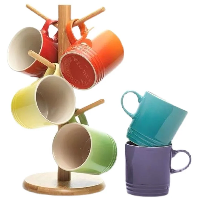 Le Creuset Cool Color Rainbow Mug Set of 6 350-400ml Milk Cup Water Cup European Sle Gift Box Fre Trend Handmade Enamelware