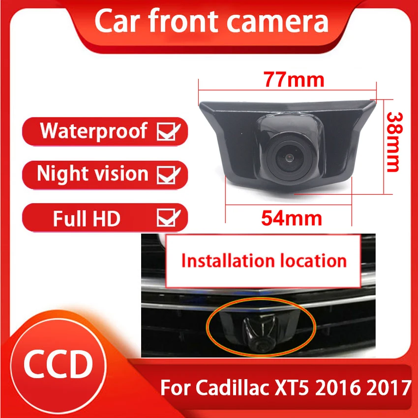 

HD CCD 1080P Car Front View Camera For Cadillac XT5 2016 2017 2018 2019 Night Vision Waterproof Grille 170 ° Fisheye AHD