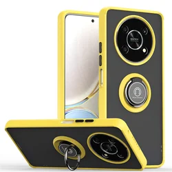Magnetic Ring Stand Holder Armor Case with Matte Back Cover for Honor X9 4G (Yellow)