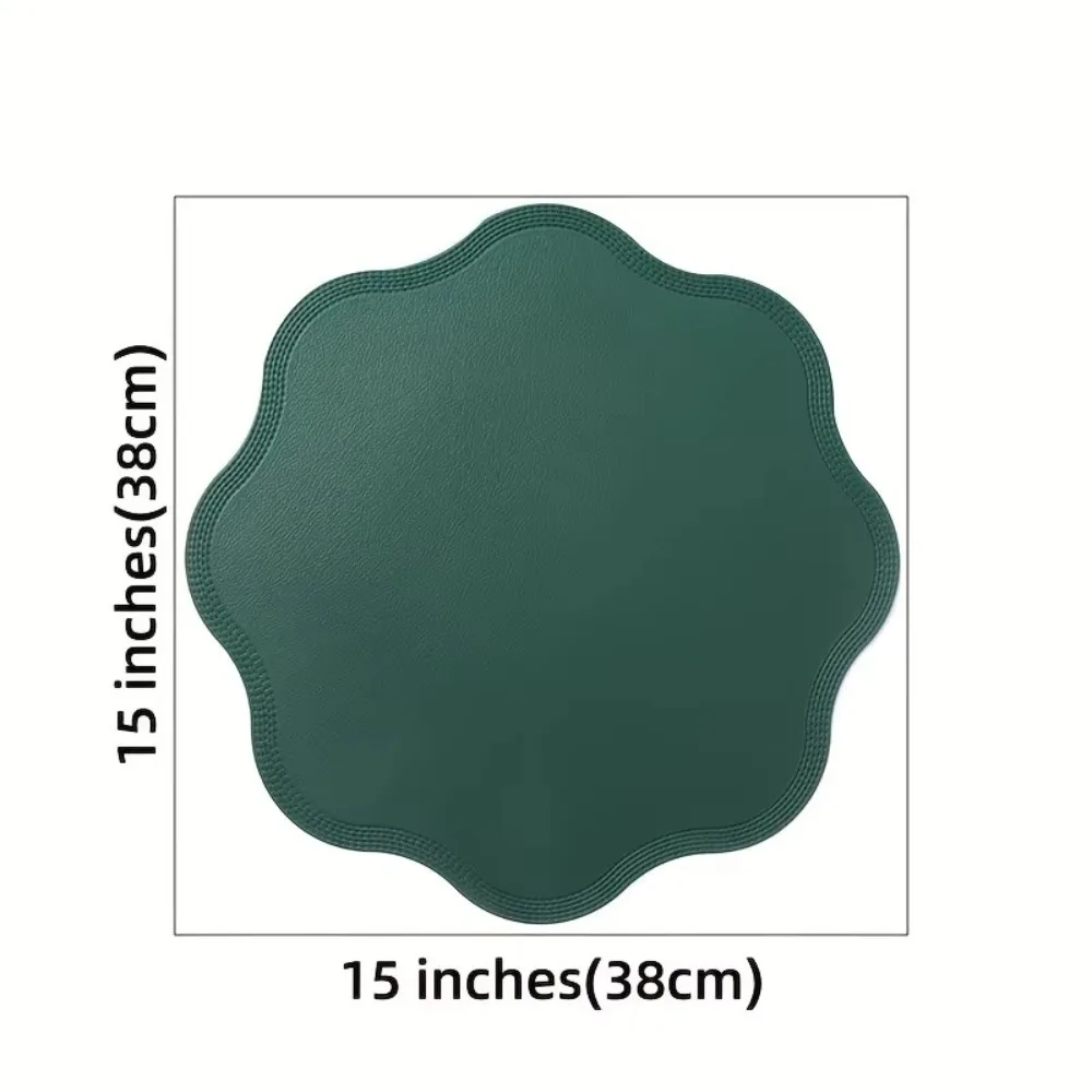 Flower Shaped Leather Placemats Waterproof Heat-Resistant Place Mats Washable Oil-Proof Kitchen Tableware Pad Bars Coffee Shops