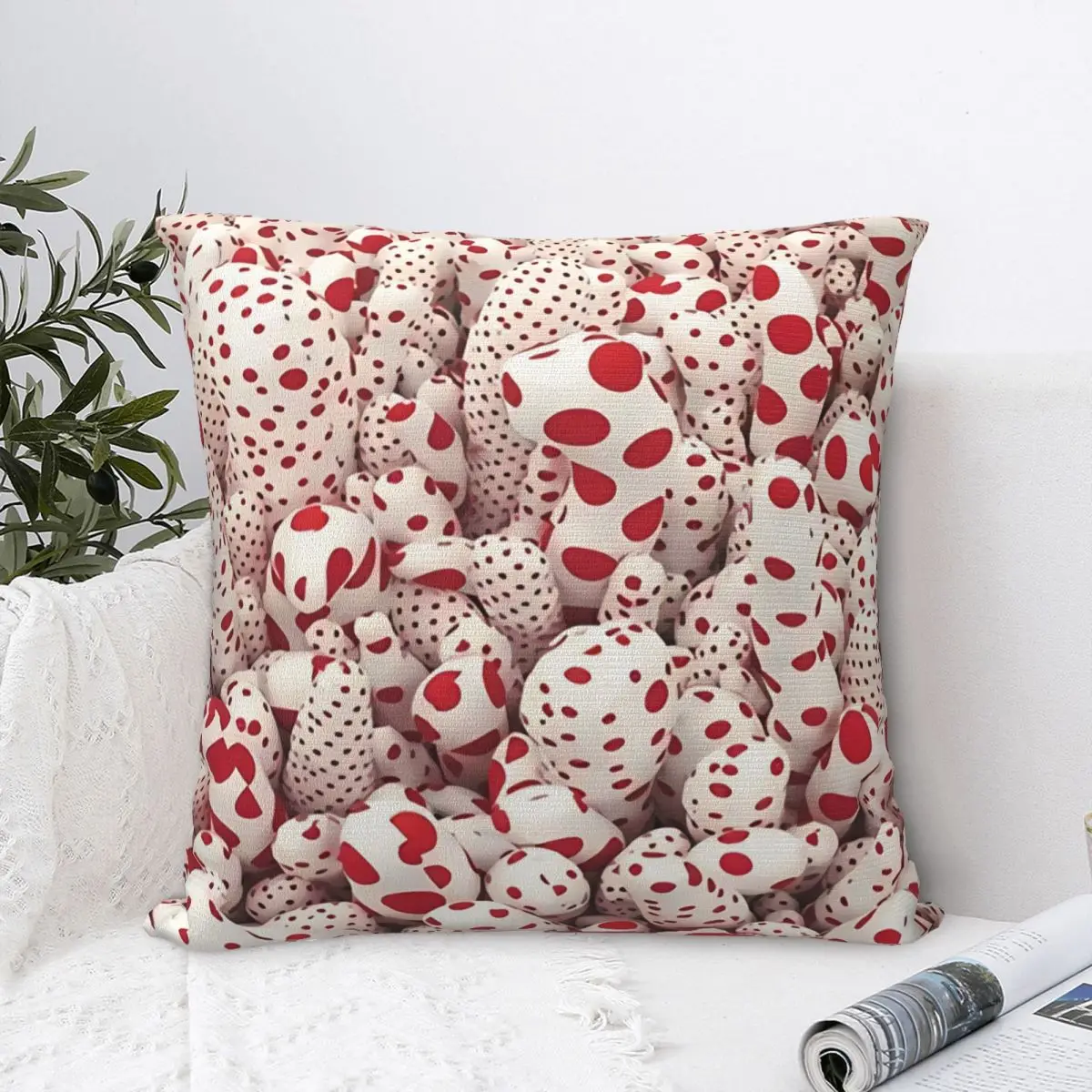 

Scary Polkadots Throw Pillow Case Yayoi Kusama Japanese Artist Backpack Cojines Covers DIY Printed Soft Chair Decor