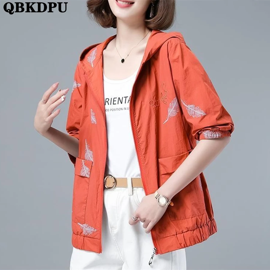 

Summer Hooded Thin Print Crop Jacket Sunscreen UV Protection Coat Women Long Sleeve Outwear Casual Abrigo Breathable Casaco 2023