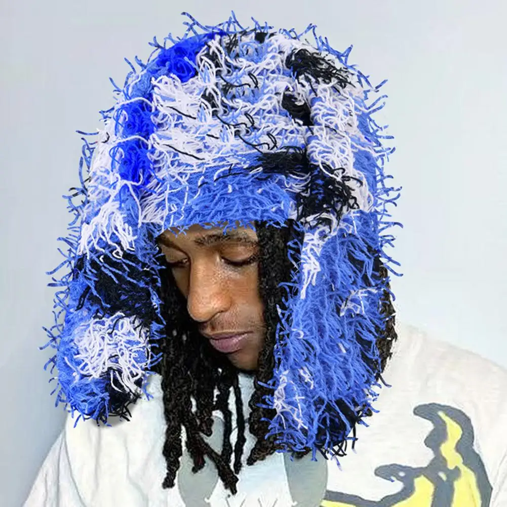 Rabbits Skull Cap Rabbit Ears Fuzzy Knit Hat Crocheted Bunny Hat Pullover Cosplay Skull for Men And Women Outdoor Skiing Hik