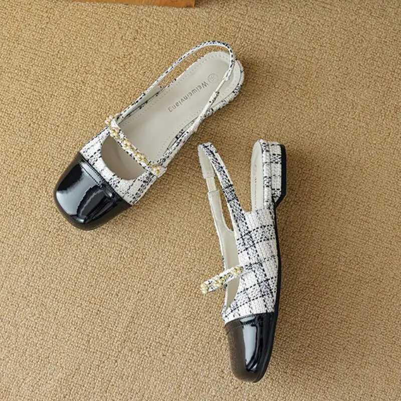 Fashion Mix Color Sandals Women NEW Summer Mules Shoes Female Casual Slingback Slip On Flat Heel Mary Jane Shoes Zapatos