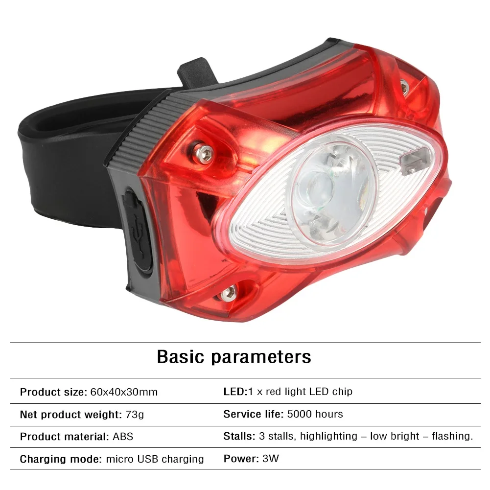 100LM USB Rechargeable Bicycle Taillight Waterproof Night Cycling Accessories