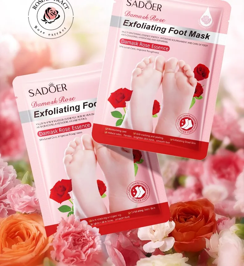 1/3/5 Pairs SADOER Rose Exfoliating Foot Mask Hydrating Nourishing for Feet Pedicure Skin Care