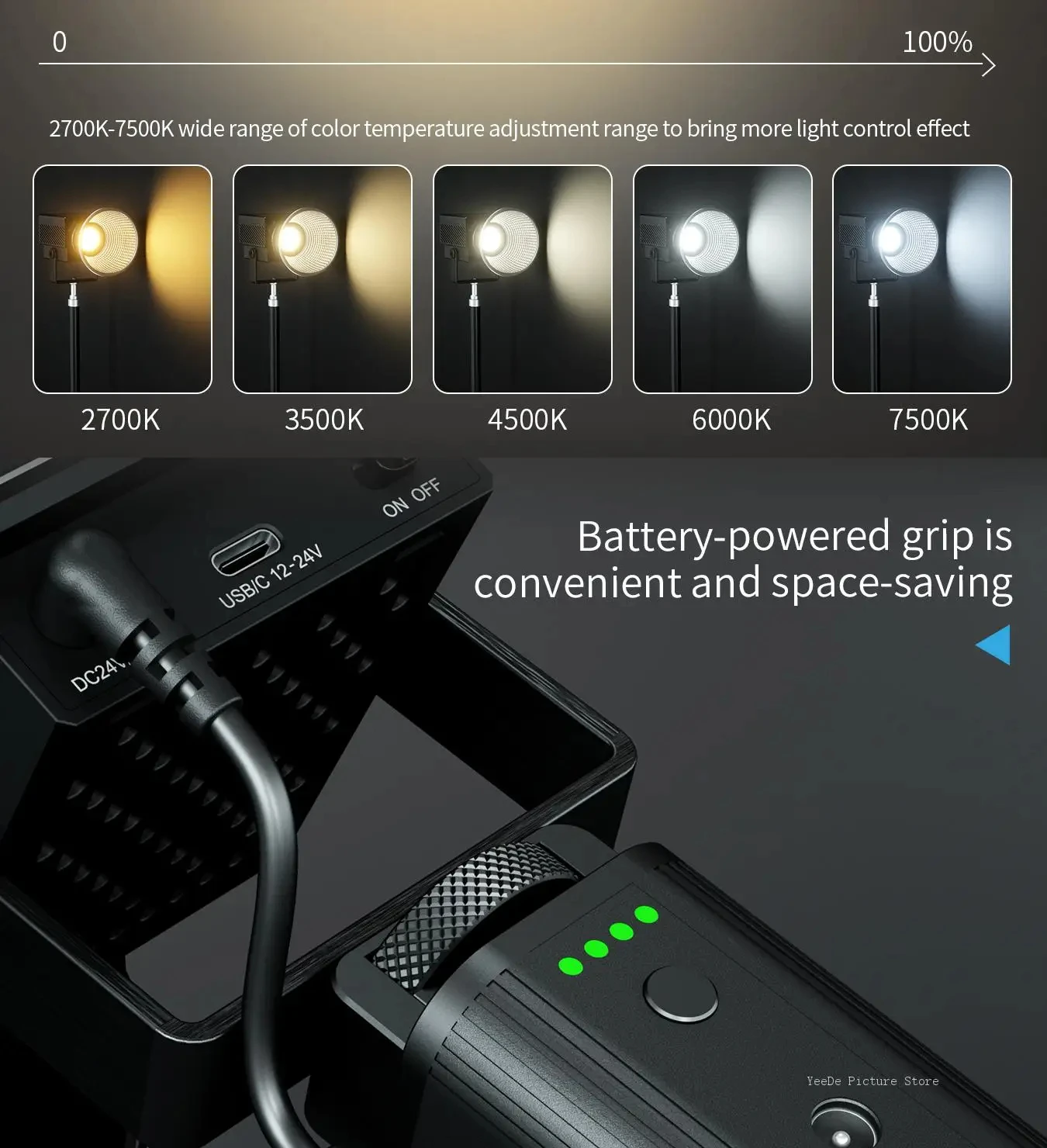 Litufoto U8 RGB LED 비디오 라이트, 2700-7500k 전문 스튜디오 사진 램프, 틱톡 유튜브용 초경량 사진 라이트, 60W