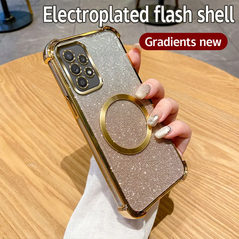 Shockproof Clear Magnetic Ring Glitter Phone Case