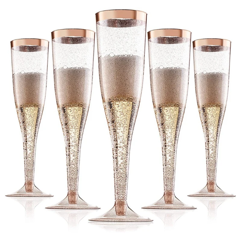 Flutes à Champagne Plastique Réutilisable Rose Gold x6