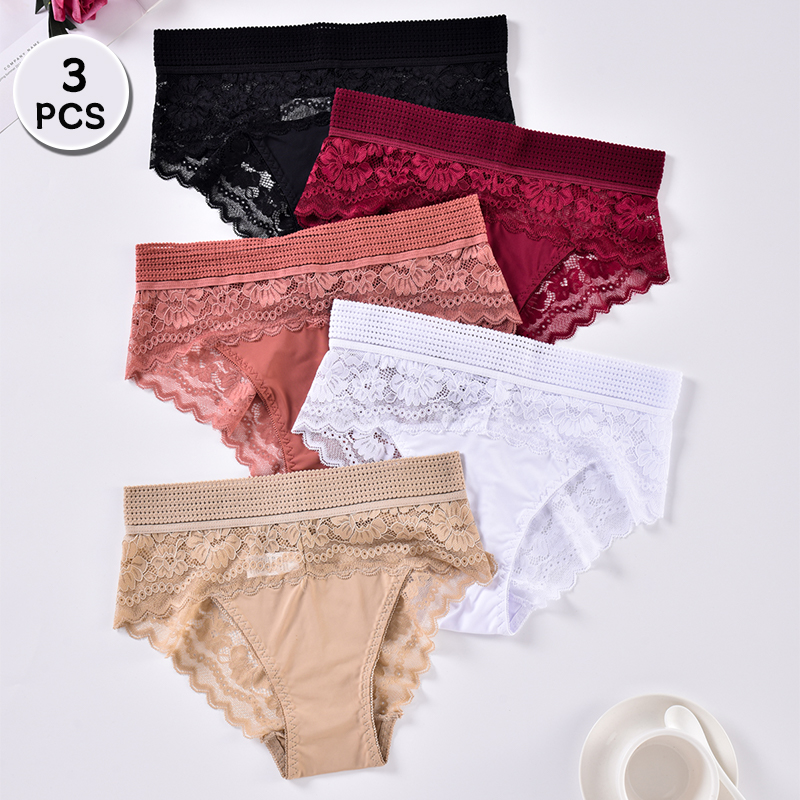 3PCS High Waist Panties Silky Soft Women's Underwear Breathable Seamless Home Female Underpants Cute Briefs Sexy Ladies Lingerie