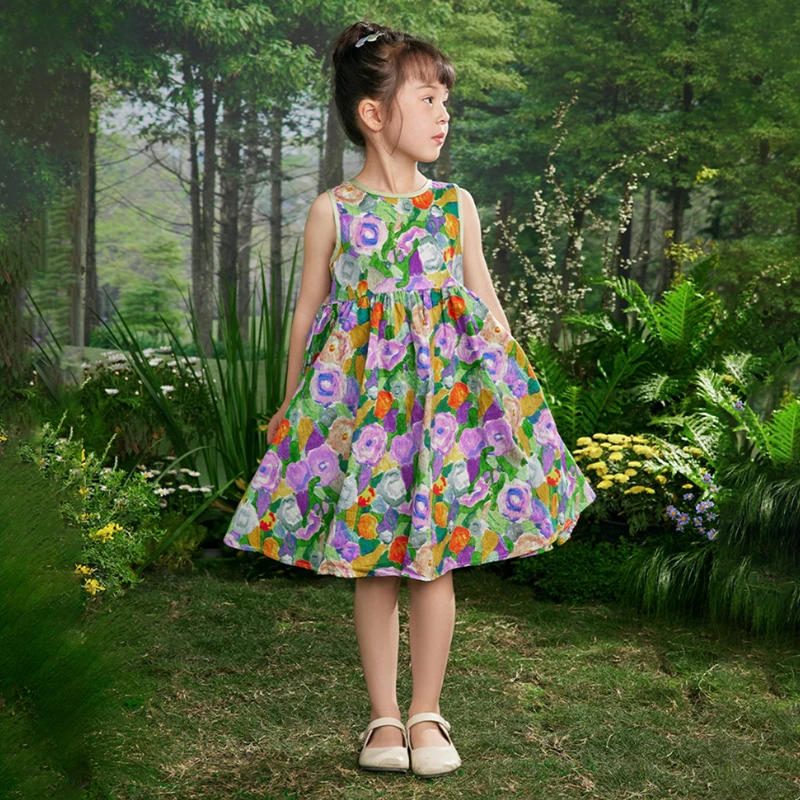 

Kid Summer Sundress Children Baby Girls Clothes Print Sleeveless Sweet Backless Bowknot Dress Sunsuit Dresses
