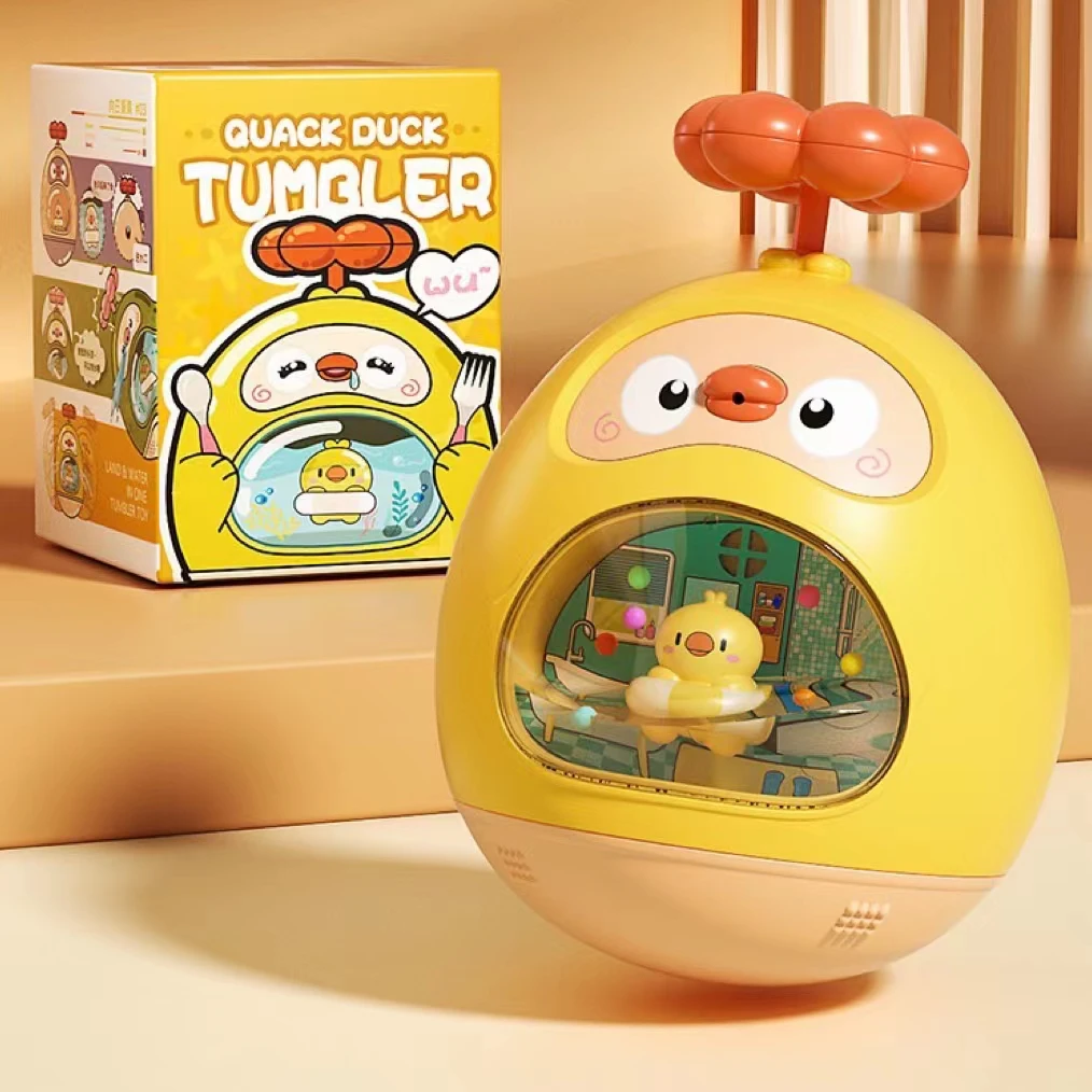 

The Little Cute Carton Duck Baby Bath Bathroom Shower Swimming Sprinkler Water Tumbler Float Splash Egg Kids 360 Degree Toys