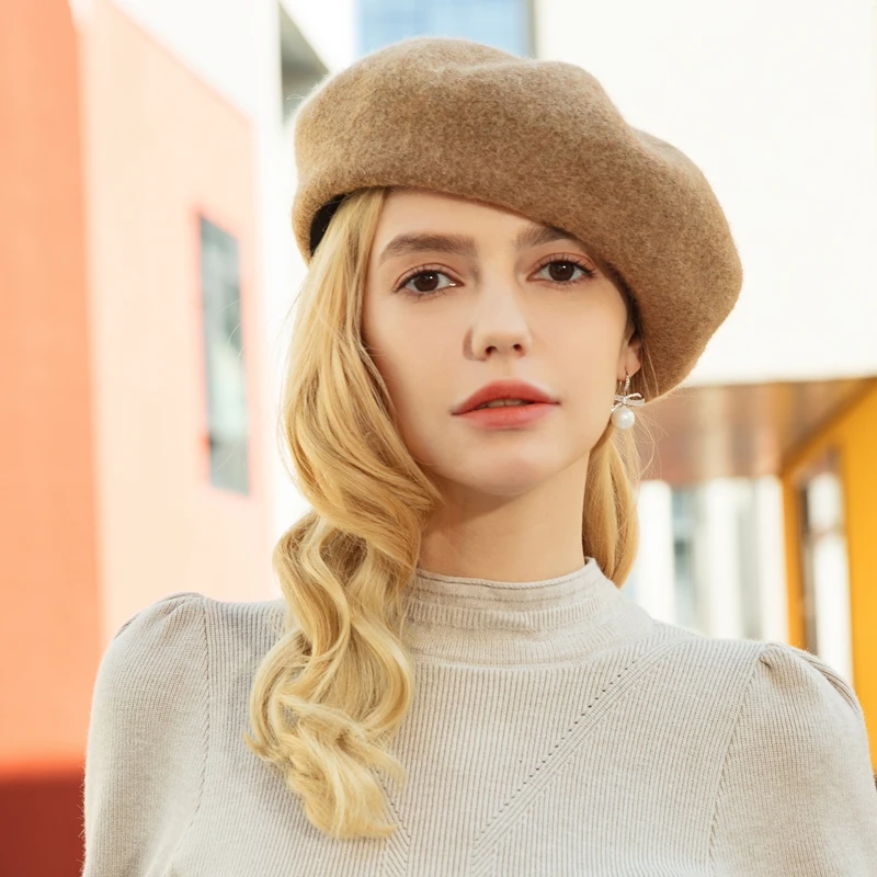 

X4205 Adult Knitting Hat Woolen Cap Thickened Plush Sweatband Upgraded Version Fashionable and Versatile Wool Beret Hat