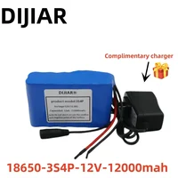 Batterie lithium-ion 3s4p 12V 12ah 18650, 12V 12000mAh DC12.6V, batterie rechargeable de très grande capacité avec BMS + chargeur 2