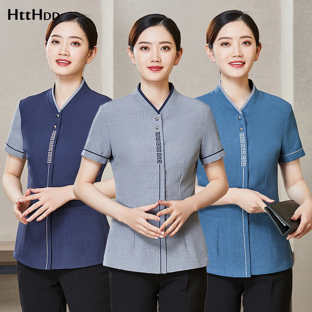 

Women Hotel Staff Waitress Workwear Catering Dining Restaurant Uniforms Jacket Cafe Fast Food Shop Waiter Male Overalls Coat