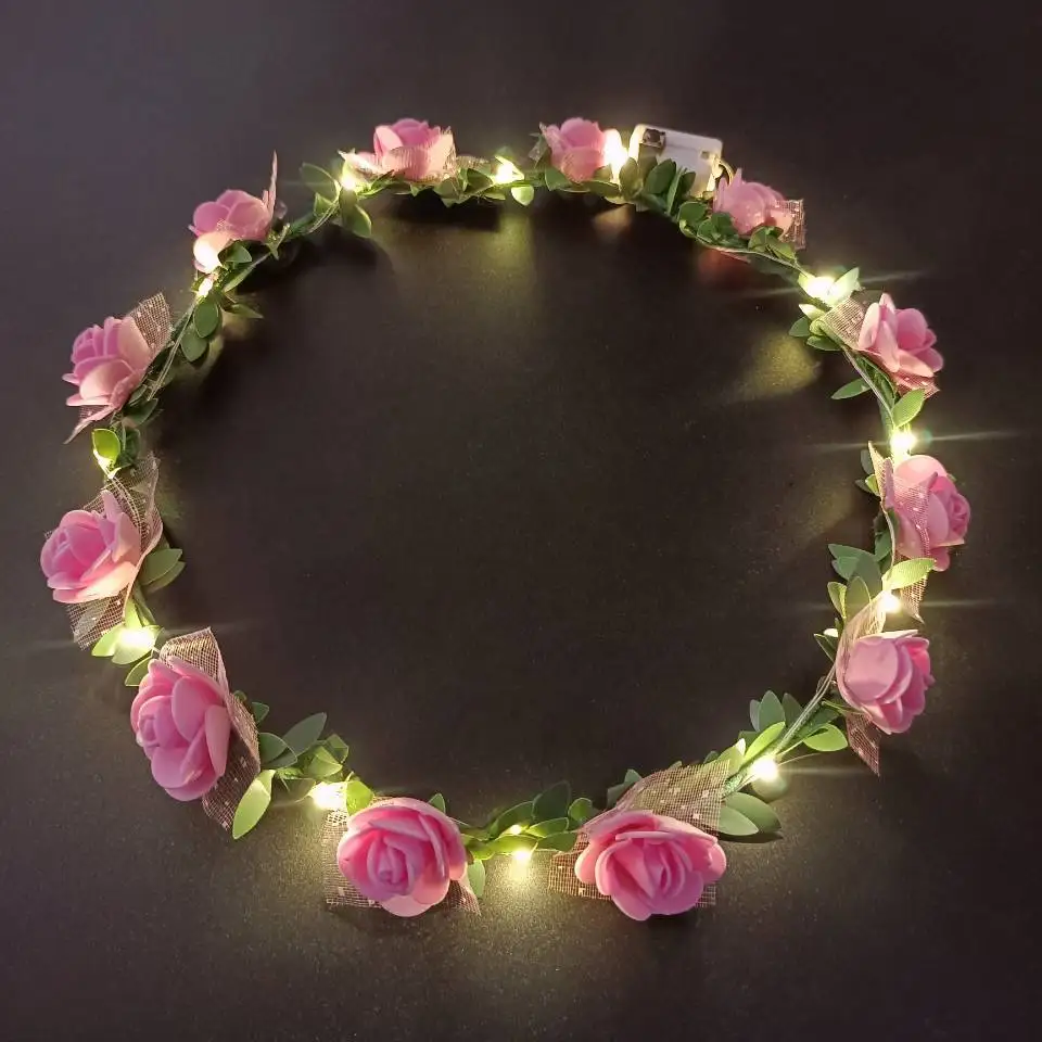 Glow Headband Led Light Hairband Led Headpiece Light Up Flowers Ghirlanda Copricapo Fasce Luminose Glow Party Accessori Per Capelli