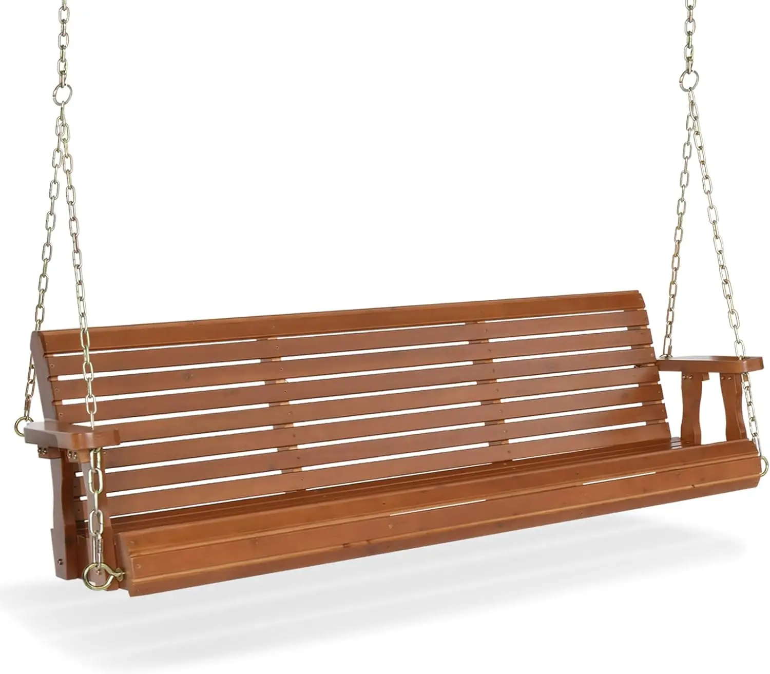 

VINGLI Upgraded Patio Wooden Porch Swing for Courtyard & Garden, Heavy Duty 880 LBS Swing Chair Bench with Hanging Chains