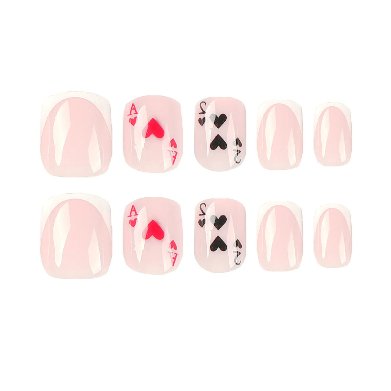 

White Edge Printed Pink Short False Nails Durable & Never Splitting Comfort Fake Nails for Daily and Parties Wearing